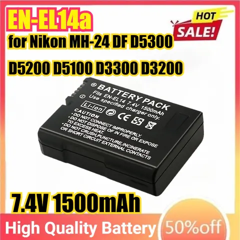 EN-EL14a ENEL14a แบตเตอรี่กล้องสําหรับ Nikon MH-24 DF D5300 D5200 D5100 D3300 D3200 D3100 P7100 P7700 P7800 P7000 EN-EL14 แบตเตอรี่