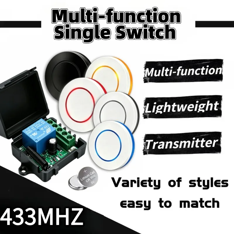 DC 6V 9V 12V 24V RF Relay Module Remote Control Switch 433Mhz Round Button WirelessKit for LED Lamp Bulb Gate Door Fan