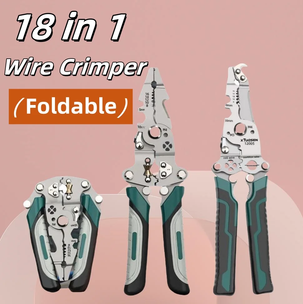 

Electrician Wire Crimper Peeler Pliers Cables Stripping multifunctional Press Plier Terminal Crimping Gross Side Cutting Tool