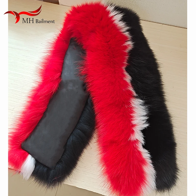 Winter 2021 New Style 100% Real Fox Fur Scarf Women\'s Coat Fashion Luxury Warm Fur Collar And Cuff Set Ladies Shawl Scarfs