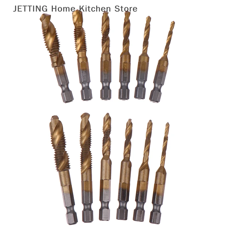 Durable 6Pcs HSS Compound Tap Drill Bits for Metal Steel Wood Plastic