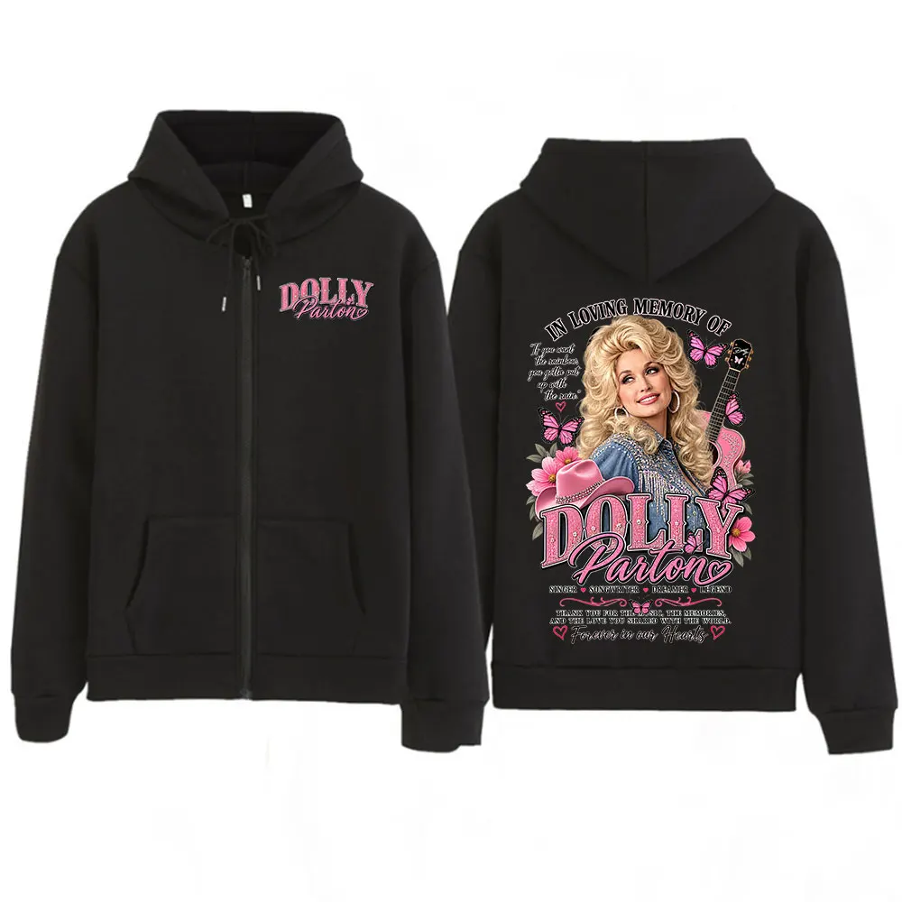 Tribute 1946-2026 Country Music Dolly Parton Zipper Hoodies Herren Damen Mode Oversized Zip-Up Kapuzenpullover Jacken Mäntel – Detail 4
