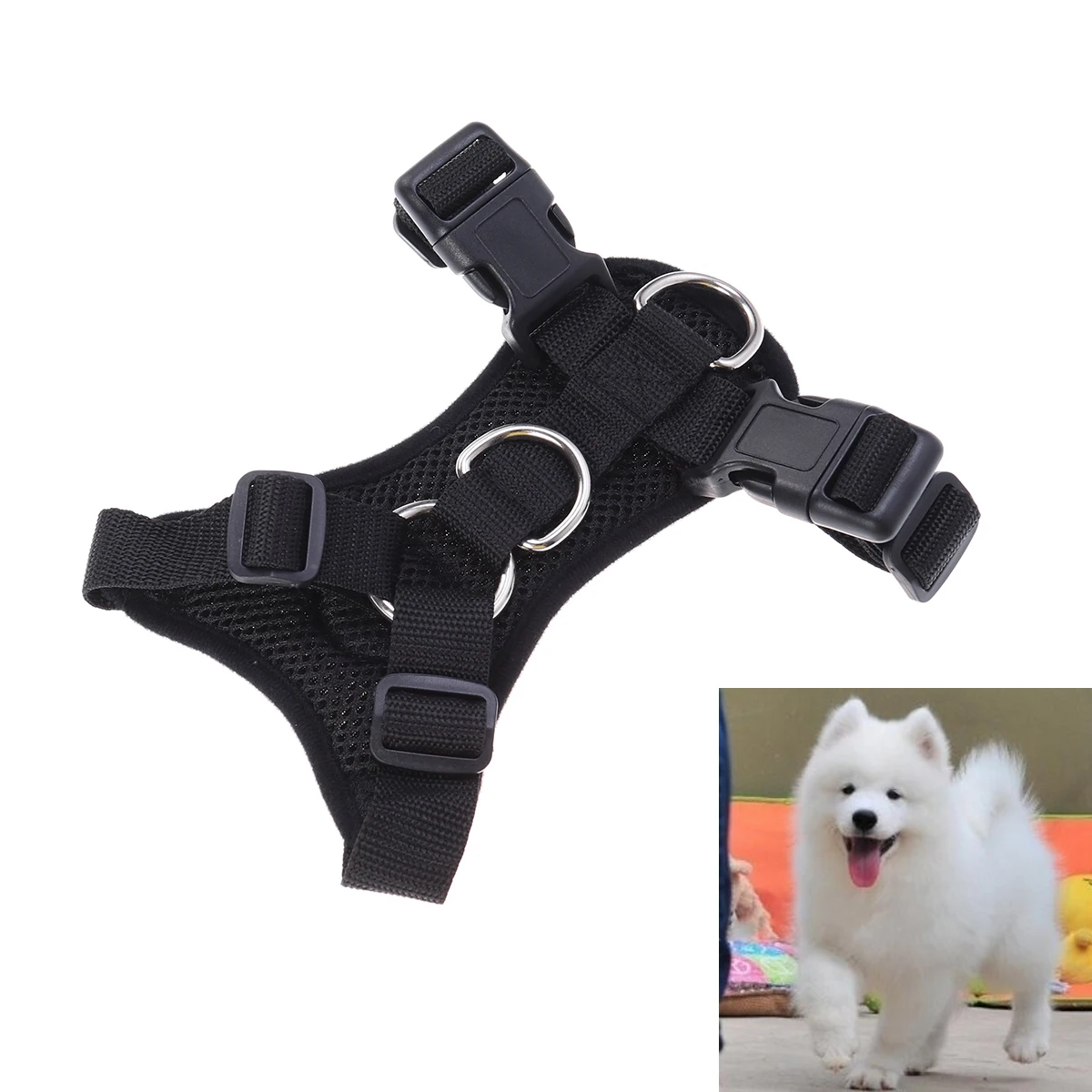 

Dog Harness Adjustable Mesh Chest Strap For Puppies No-Choke Neck Padding Quick Release Buckle D-Ring Puppy Jacket