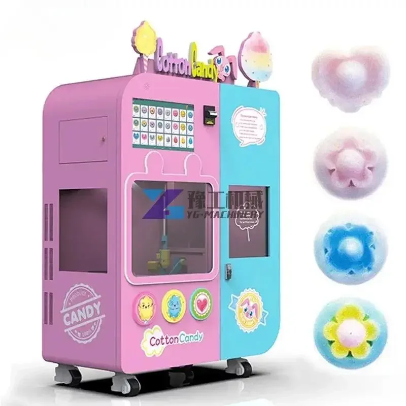 Candy Automatic Vending Machine Cotton Candy Machine Support Multi-language Commercial Flower Fully Automatic Sugar Cotton Metal