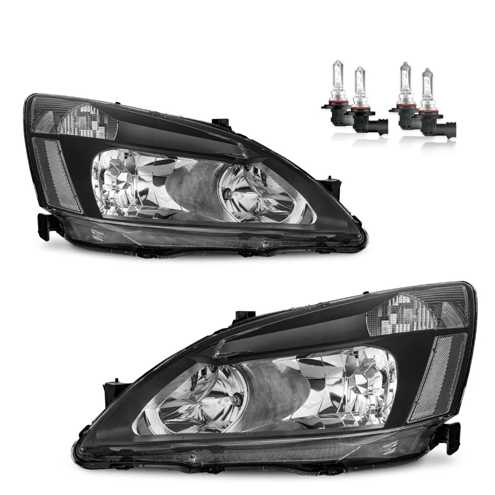 

Pair Headlights Clear Corner For 2003 2004 2005 2006 2007 Honda Accord w/Bulbs