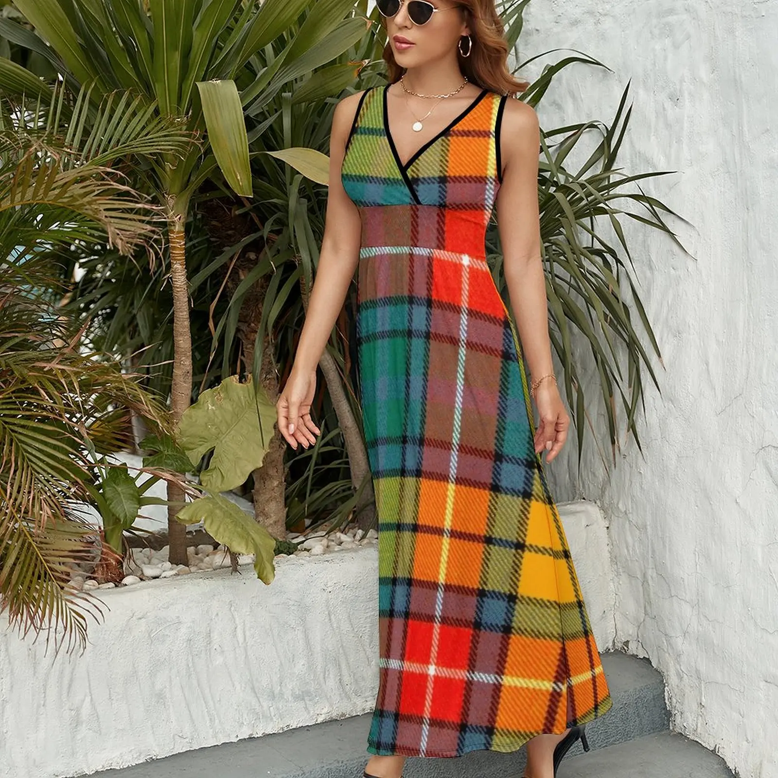 BUCHANAN ANCIENT LIGHT WEIGHT TARTAN Sleeveless Dress Women's summer dress elegant dresses for women dress party night