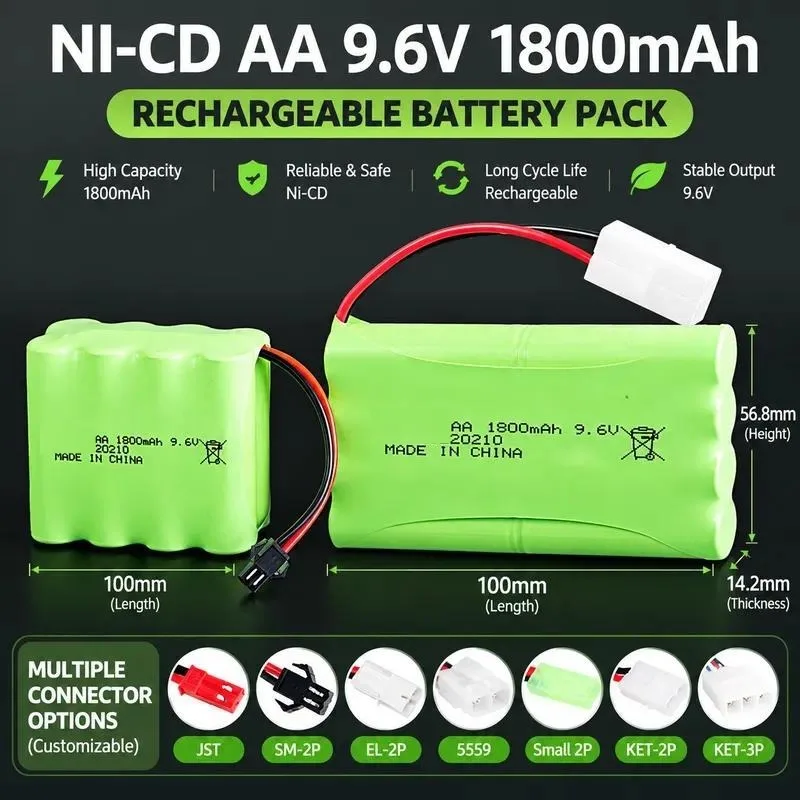 Factory 9.6V 1800mAh NiCd Battery Pack for Electric Toy Accessories Remote Control Car AA5 Rechargeable Battery