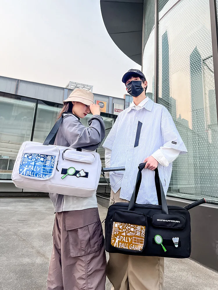 حقيبة كرة الريشة لمضرب 3 قطع، حقائب رياضية ولياقة بدنية محمولة باليد، حقيبة مضرب ذات سعة كبيرة للجنسين، حقيبة كتف متعددة الطبقات،