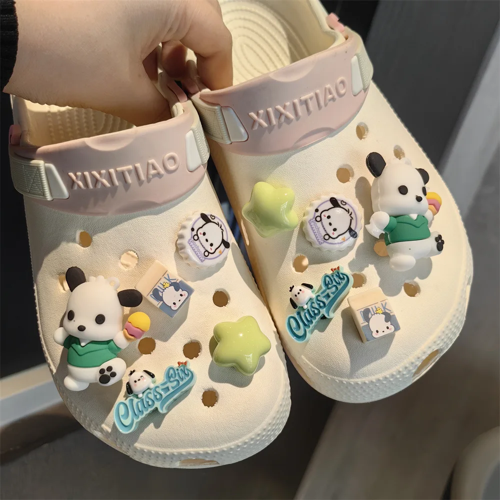 Kawaii Sanrio Cute Hello Kitty Series Shoe BuckleSet Cinnamoroll Kuromi DlY Slippers AccessoriesSouvenir Kids Girls Women Gift