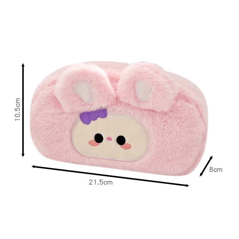 Women Girls Kawaii Large Plush Cosmetic Bags Pencil Case for Girls Cute Cartoon Animal Cat Bear Autumn Winter Storage Cases