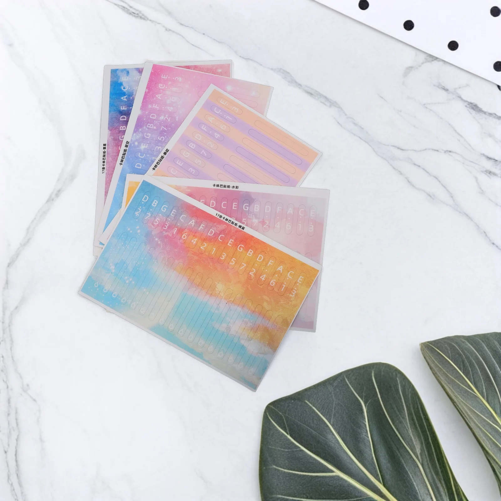 

5 Pcs Keyboard Stickers Colorful Kalimba Training Decoration 17 Tone Scale Note Beginner Thumb Piano Finger Instrument