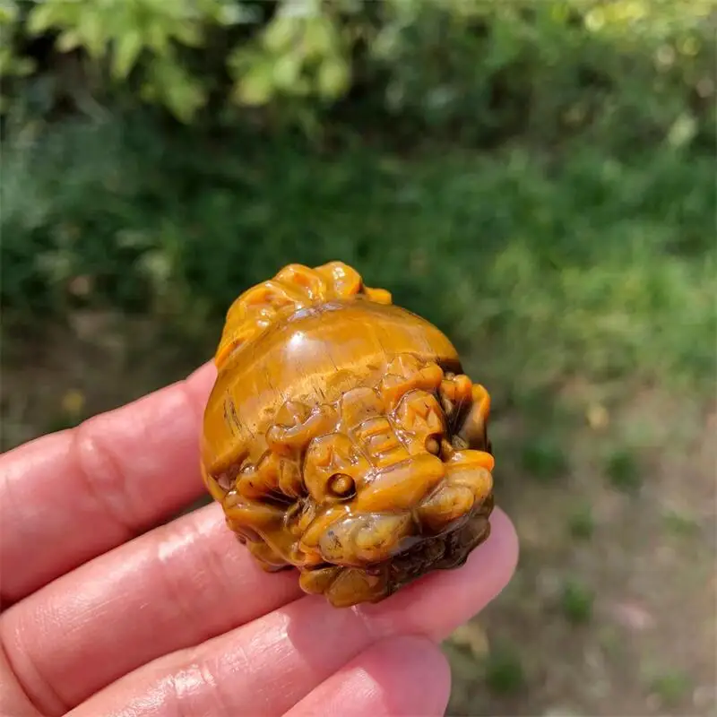 

4 см натуральный желтый тигровый глаз камень дракон черепаха резьба прекрасное украшение дома рейки исцеление фэншуй хрустальная статуя подарок 1 шт.