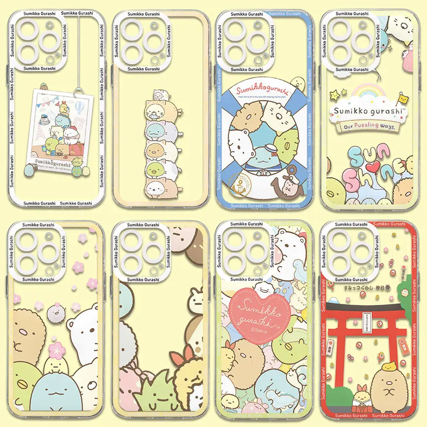 Sumikko Gurashi Cartoon Phone Case For Samsung S24 S23 S22 S21 S20 S10 FE Note20 Note10 Plus Ultra Lite 5G Clear Soft TPU Cover