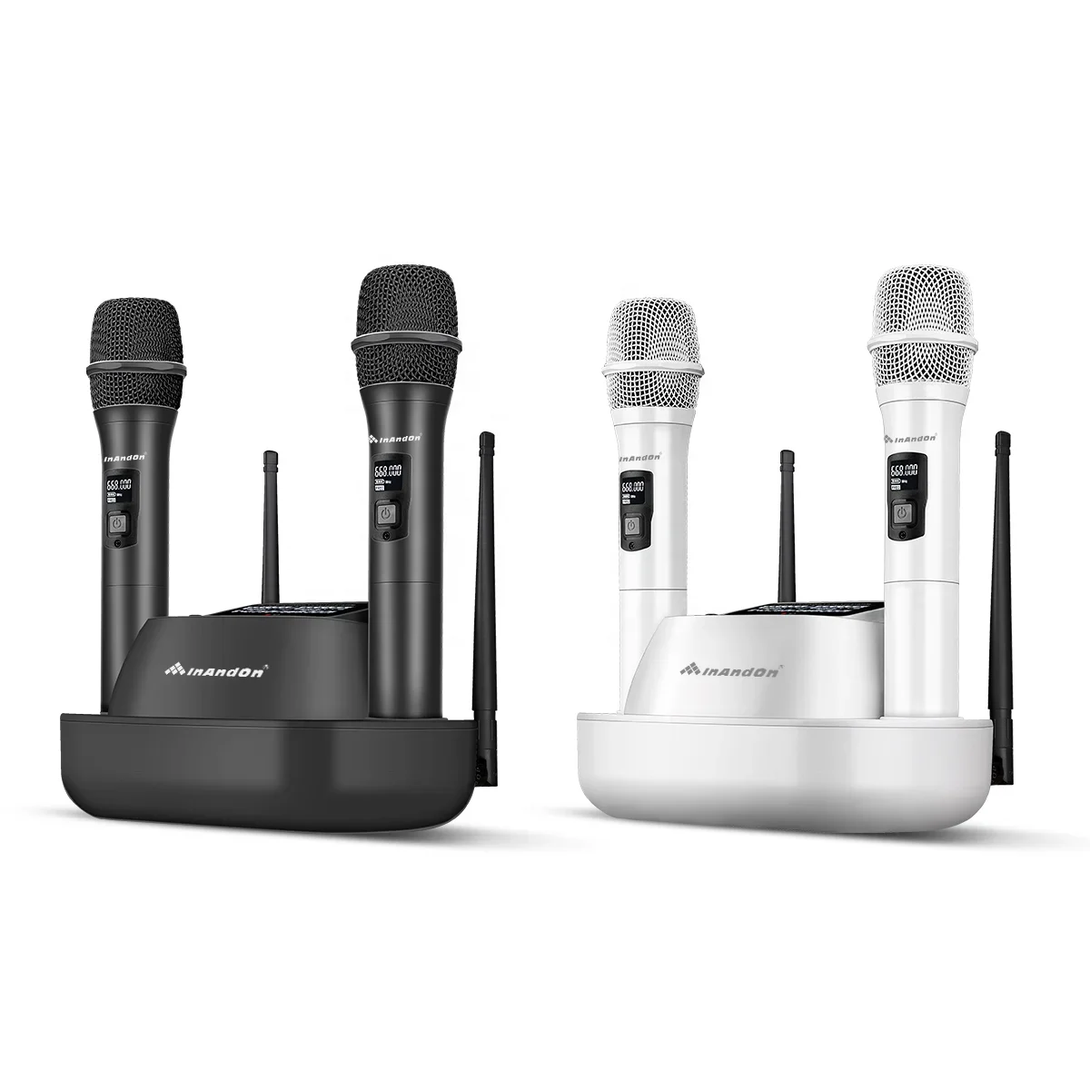 

Professional Portable UHF Cordless Karaoke Microphone HIFI Self-charging Two-handed Wireless MIC Microphones Handheld Microphone