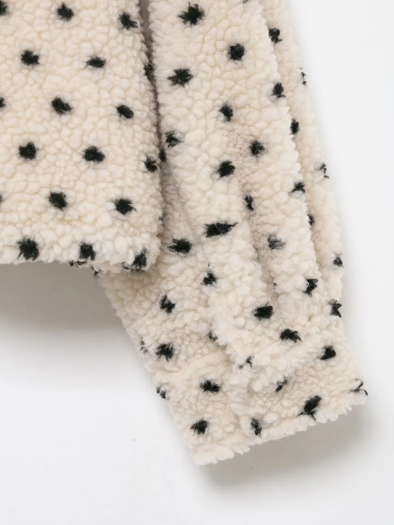 2025 hiver nouveau femmes décontracté doux mode col montant à manches longues à pois laine d'agneau polaire veste chaude