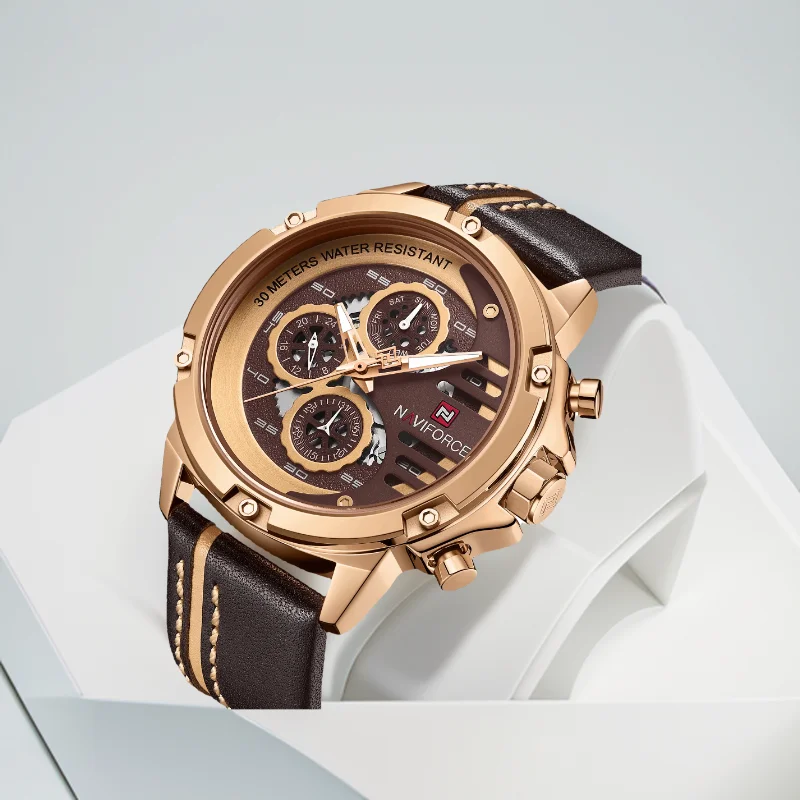 NAVIFORCE Fashion Mens Quartz Watches Multifunciton Chronograph Sports Watch Top Brand Luxury Waterproof Wristwatch For Man Gift