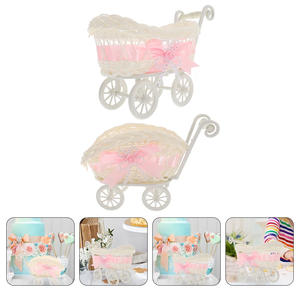 2 Pcs Party Woven Baskets Food Containers Chocolate Storage Organizer Sundries Baby Shower Decors Candy