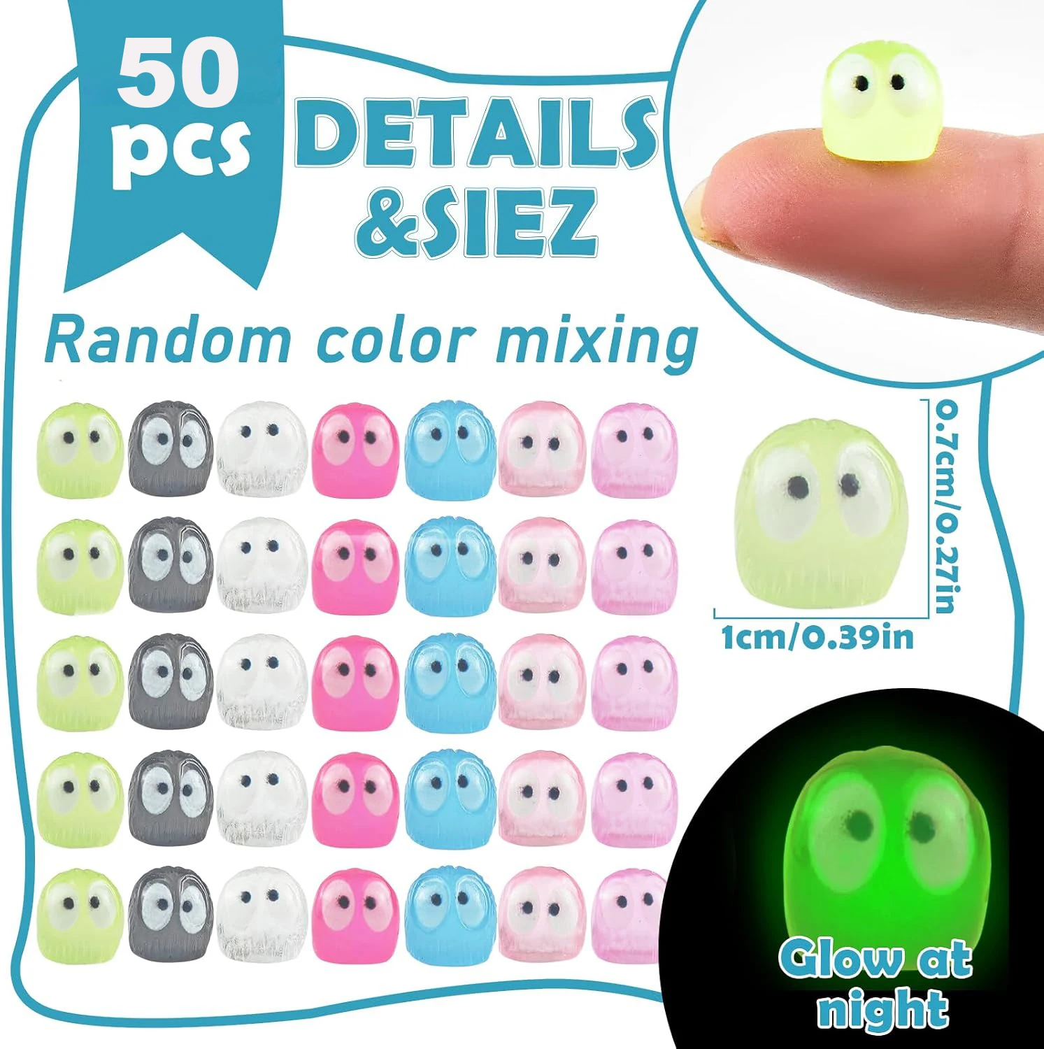 50 PCS Luminous Mini Resin Owl Elves Figurines for Dollhouse Decoration Garden Micro Landscaping Decoration Cake Toppers Decor