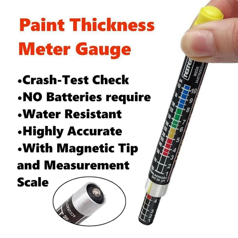 2X Car Paint Thickness Tester Gauge For Car Tool Crash Checking Meter With Magnetic Tip Scale Indicate