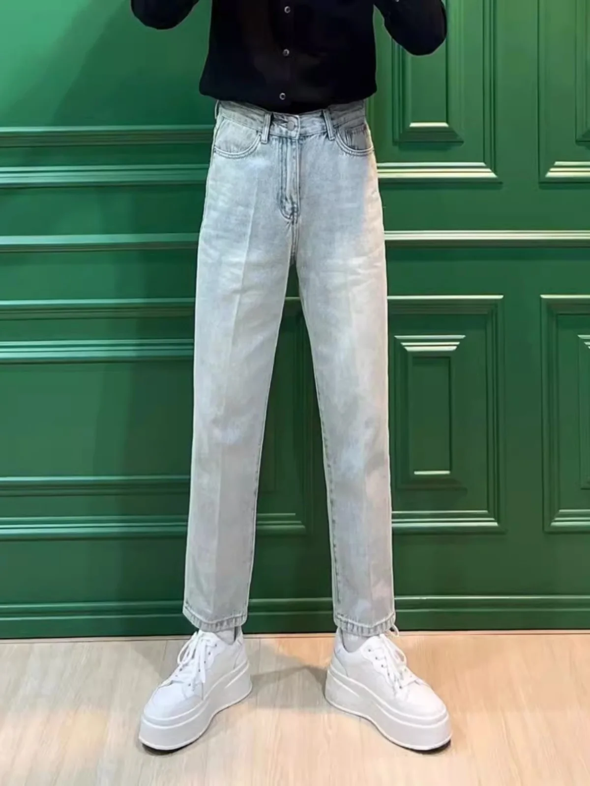 

Новые мужские джинсы 2024 года: повседневные, прямого кроя, зауженные, с эффектом потертости, в корейском стиле, молодежные, модные, из денима