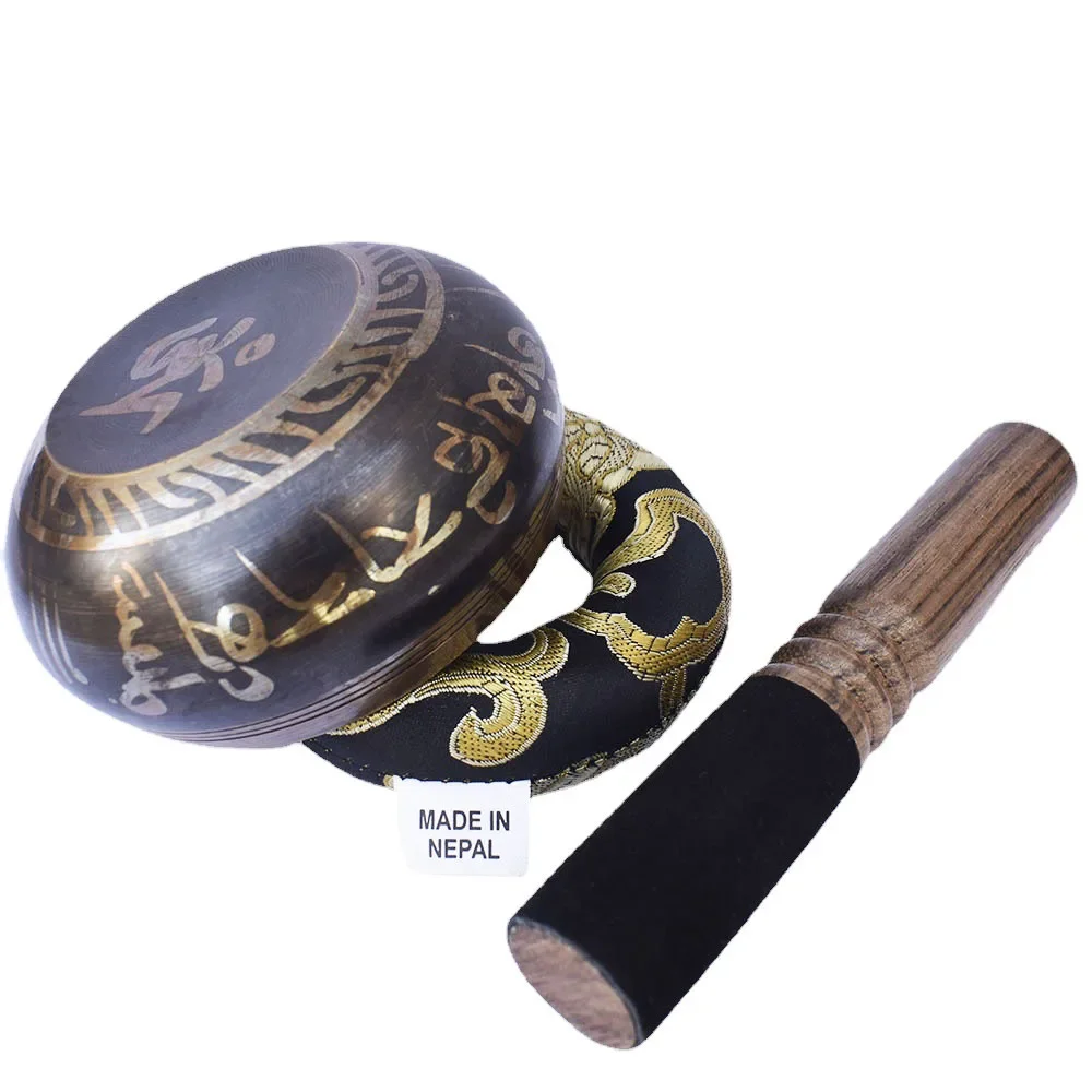 Nepalese Black Singing Bowl 8cm Handmade Yoga Healing Meditation Tibetan Singing Bowls Sound Therapy Percussion Instruments