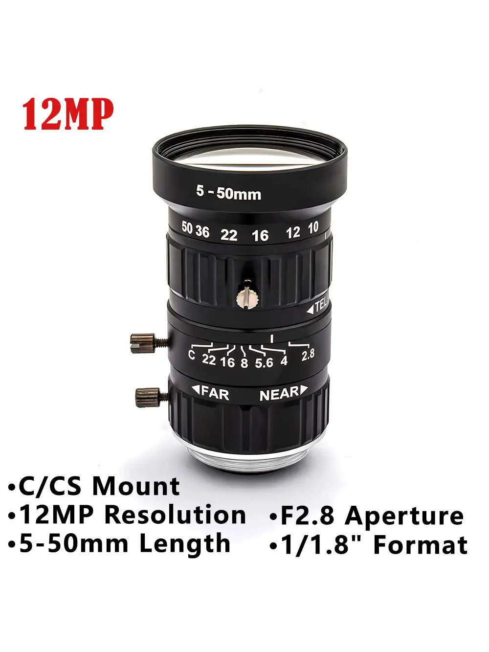 عدسة تكبير CCTV CS-Mount 2.8–12 /5–50 /50–100 ملم كاميرات صناعية عالية الوضوح كاميرا مراقبة يدوية بعدسة متغيرة البعد البؤري