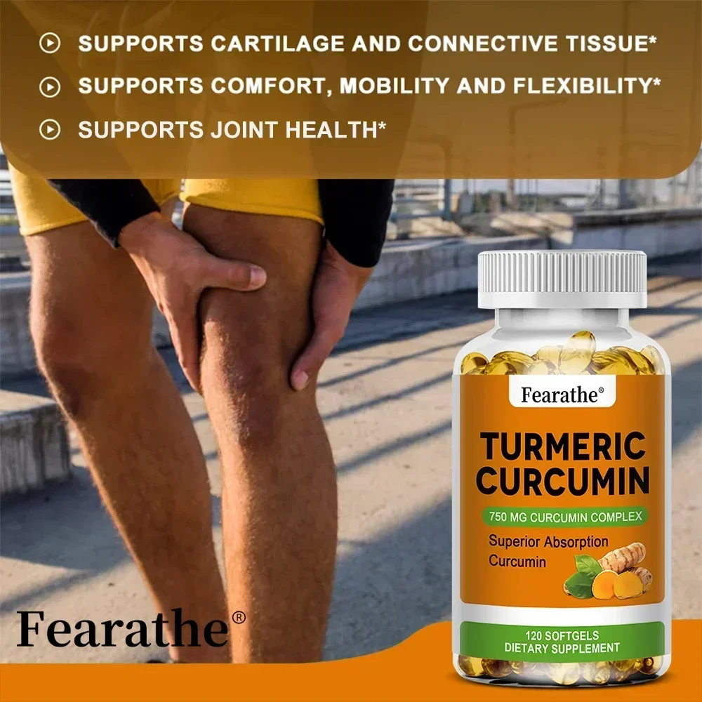 Turmeric Curcumin Capsules, Black Pepper Natural Joint Support - Relieve Joint Pain, Support Brain Health & Heart Health Support