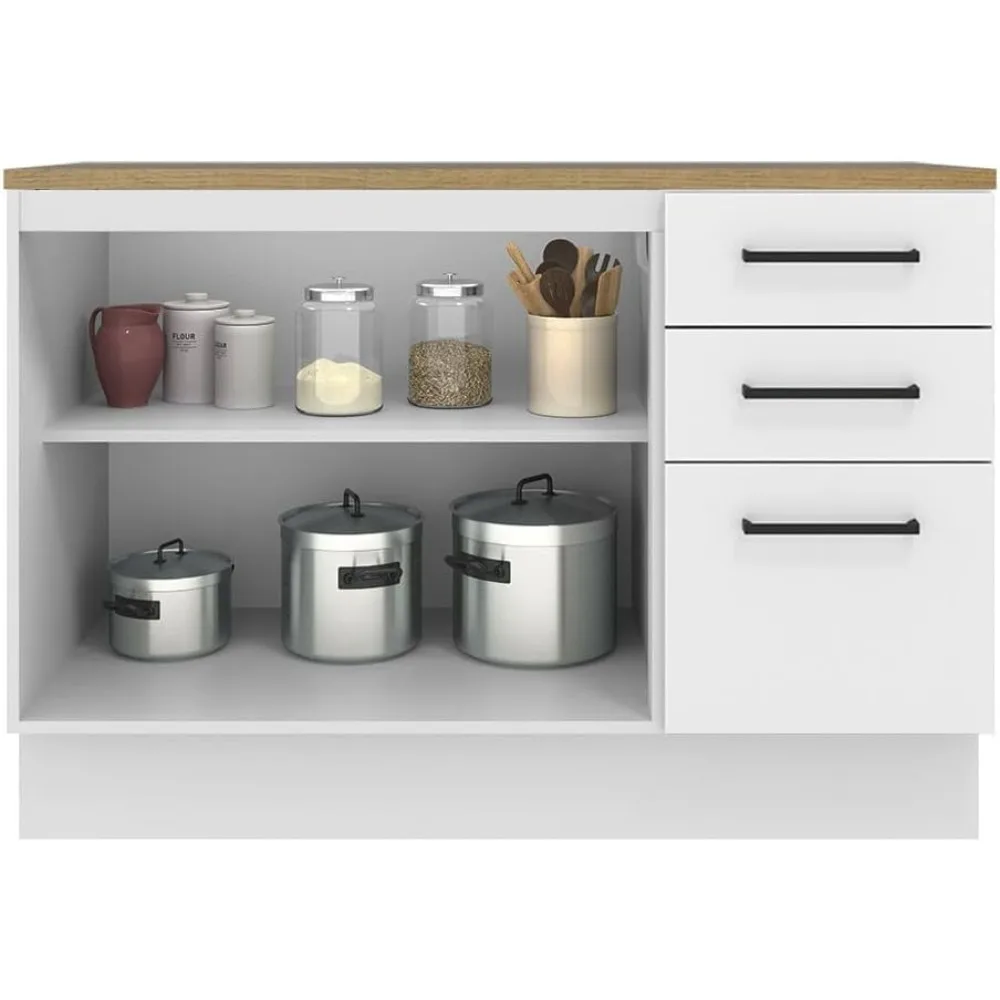 Кухонный шкаф для хранения "Hazel 47" — деревянный буфет с регулируемыми ножками, окрашенное основание для напольного крепления"