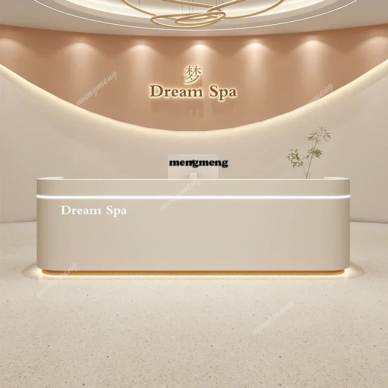 

E182 Nordic Beauty Salon Reception Desk Cream Style Checkstand Outfit Shop Atril Counter Storage Office Furniture Receptionsdisk