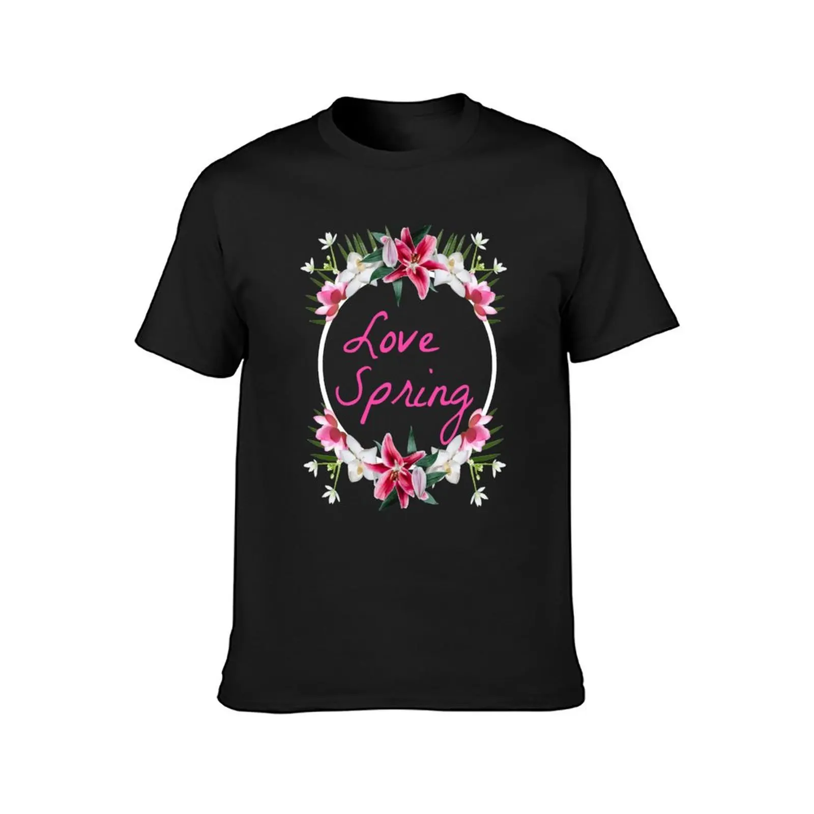 :Love Spring Pink and White Lillies T-Shirt heavyweights vintage clothes heavy weight t shirts for men