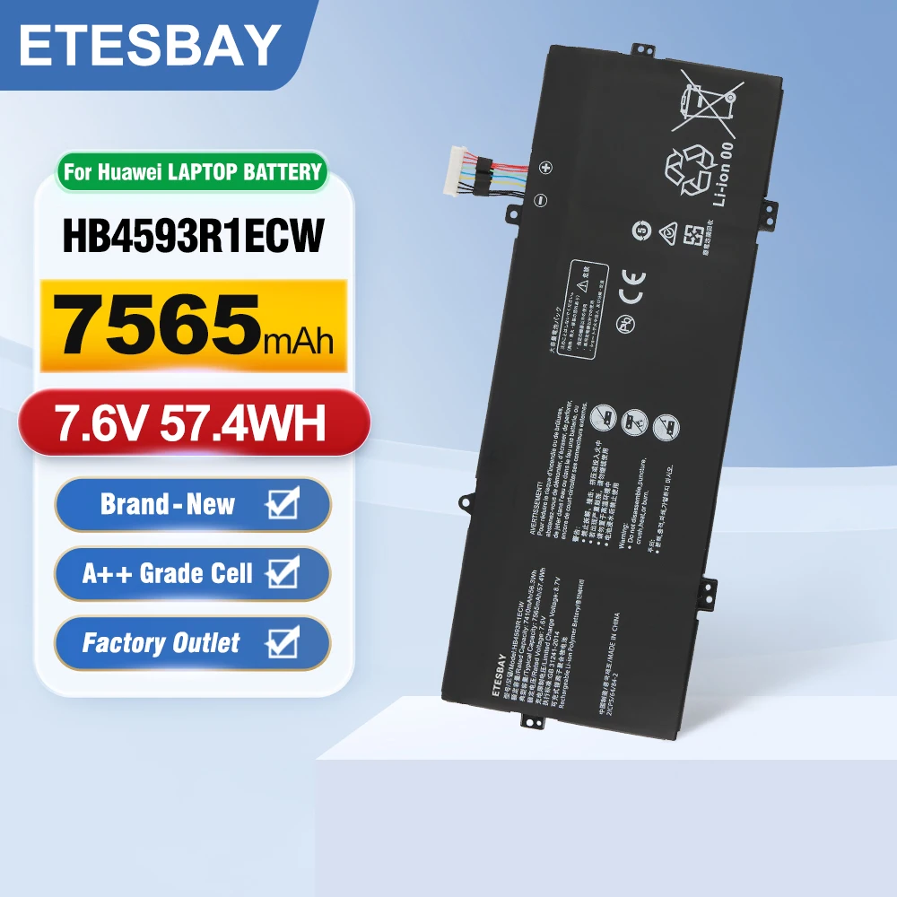 ETESBAY HB4593R1ECW  For HUAWEI MagicBook 14 2019 KPR-W19 KPL-W00 KLV-W19 KLV-W19L VLT-W50 VLT-W60 57.4WH Laptop Battery