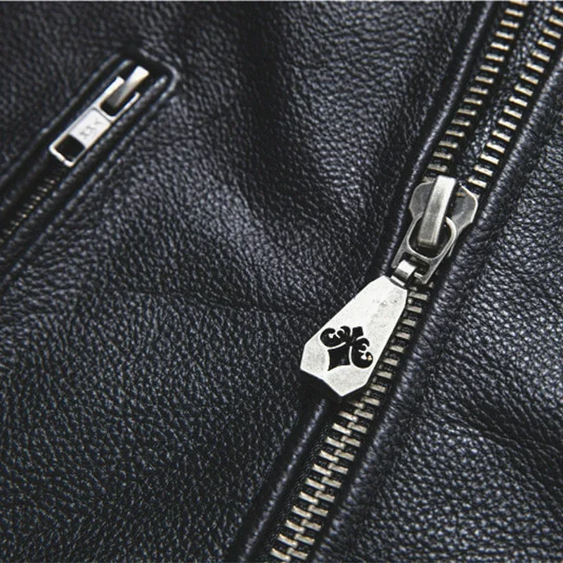 Chaqueta de cuero de vaca con capa de cabeza pura para motocicleta locomotora pesada, chaqueta de cuero ajustada para hombre, retro, velosa motocicleta, sui