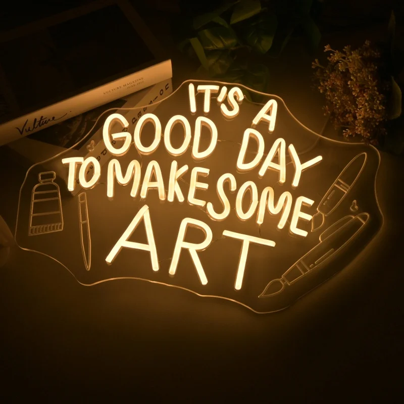 

it's Good Day To Make Some Art Neon Signs Custom Art Font Design For Home Wall Neon Light 5/12V USB Power For Shop Wall Decor