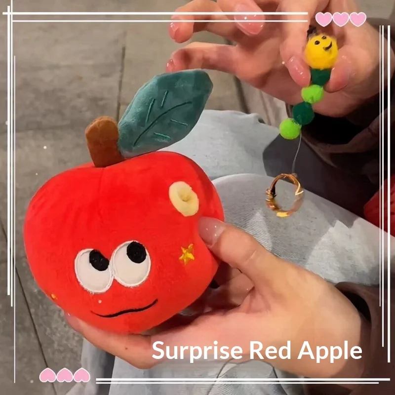دودة أبل المفاتيح مفاجأة التفاح الأحمر عيد الميلاد محاكاة أبل النسيج أفخم لعبة زخرفة ديكور للمنزل هدية