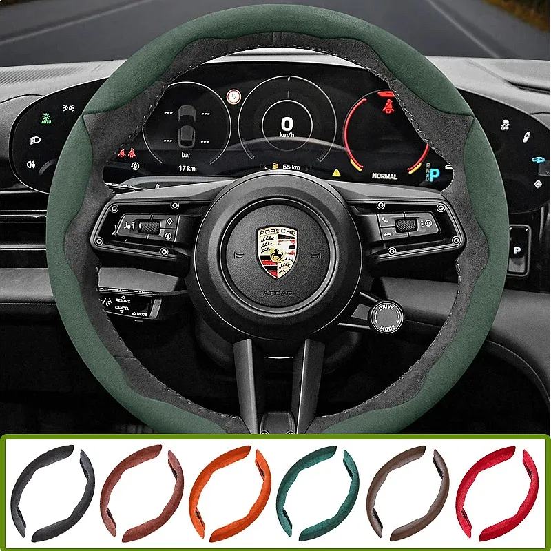Convient pour Porsche, housse de volant en daim segmentée avec boucle antidérapante, compatible avec Casenne 996 Macan 957 Volante Boxster