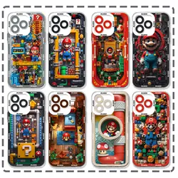 Fashion building blocks M-Marios custodia per telefono per iPhone 16 15 14 13 12 11 Mini Pro Max X XR XSMax 7 8 Plus SE20 Cover trasparente