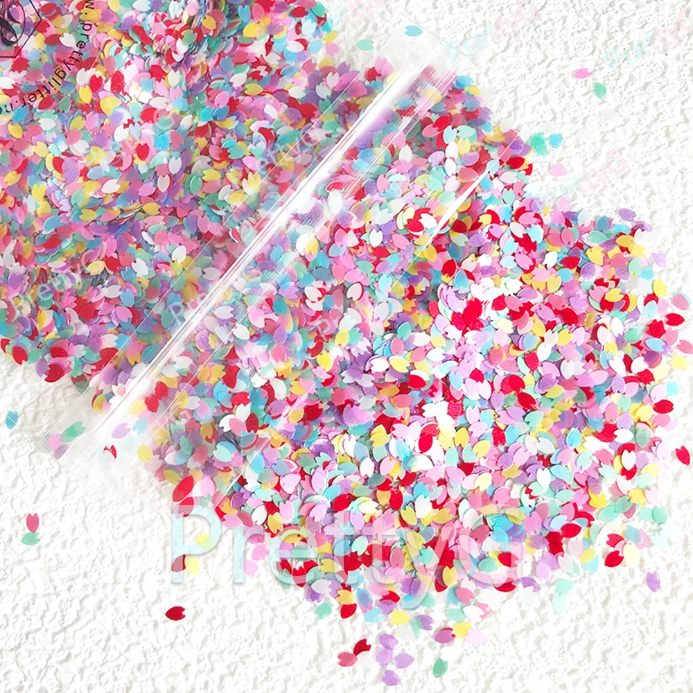 PrettyG 1박스 3D 믹스 벚꽃 꽃잎 네일 스팽글 벚꽃 글리터 플레이크 DIY 네일 아트 장식 액세서리