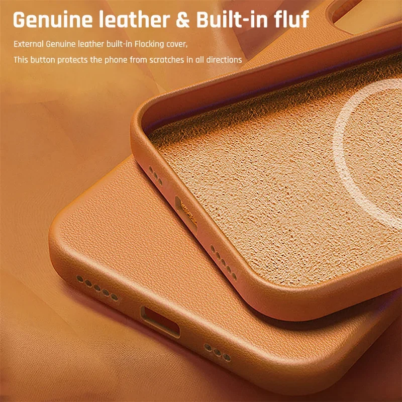 Original For Magsafe Animation Leather Case For iPhone 13 Mini 14 15 16 Pro Max Plus Magnetic Wireless Charging Shockproof Cover view 2