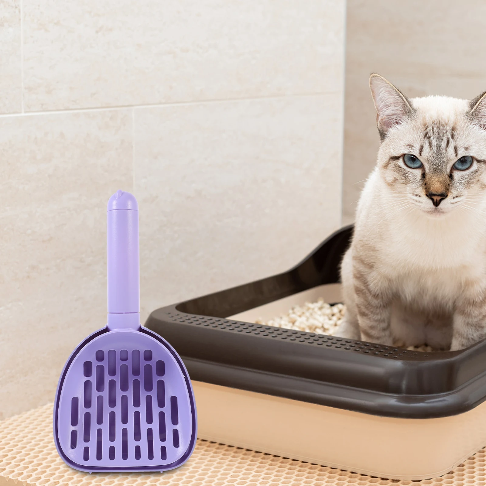 

Plastic Cat Litter Shovel Purple Holder Scoop for Poop Cleaning Tools Smooth Surface Large Capacity Pet Supplies