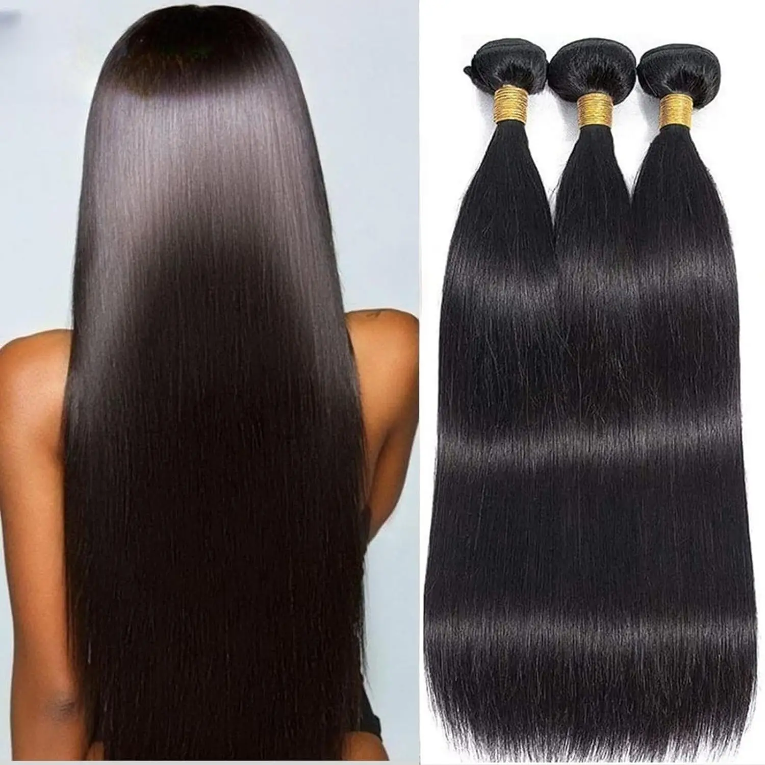 Brazilian Straight Hair Bundles 3 Pcs 100% Unprocessed Human Hair Straight Bundles Human Hair Extensions For Black Women