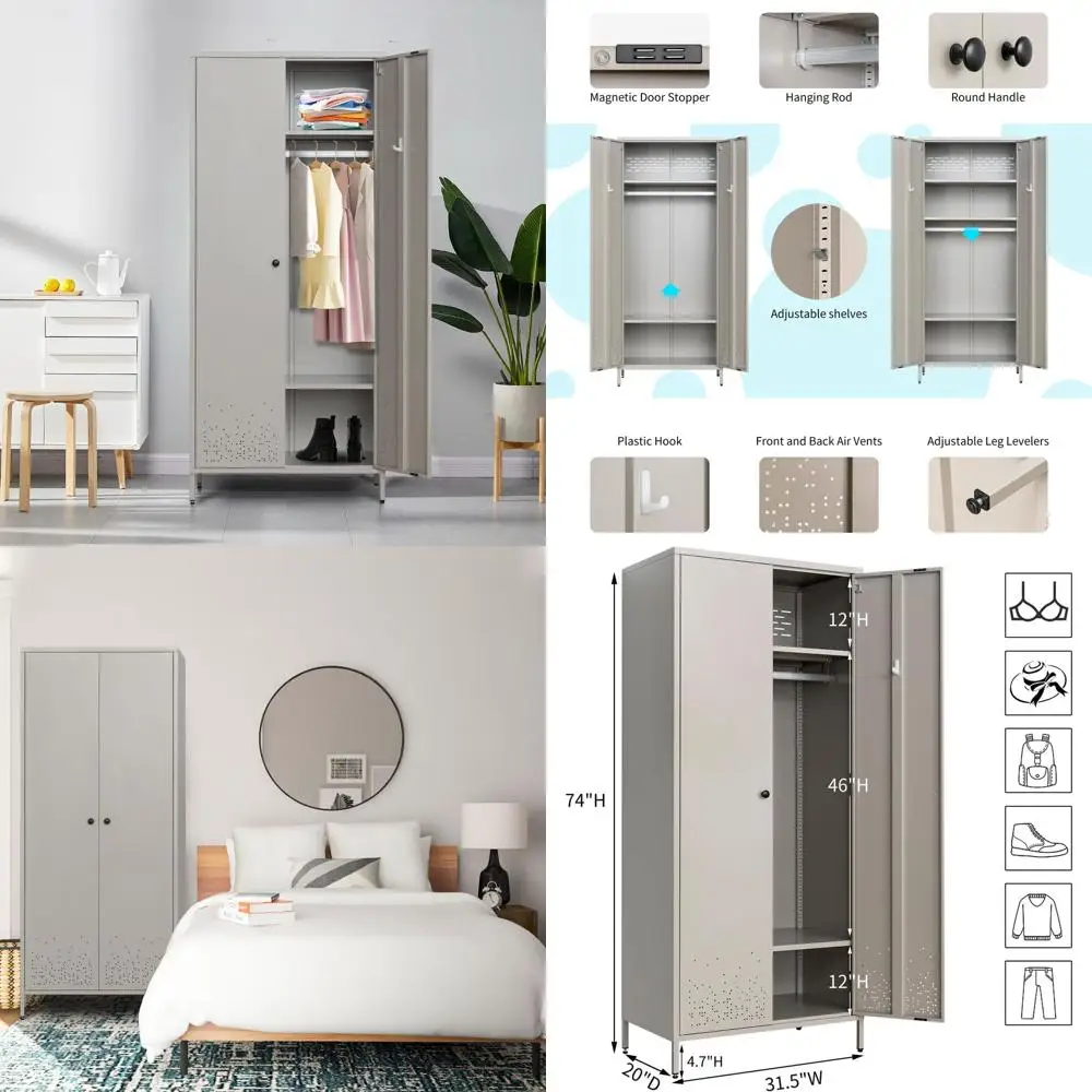 Metal Armoire Wardr…