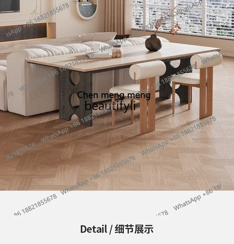 X Dining table and chairs Solid wood living room, cave rock slab table  FH