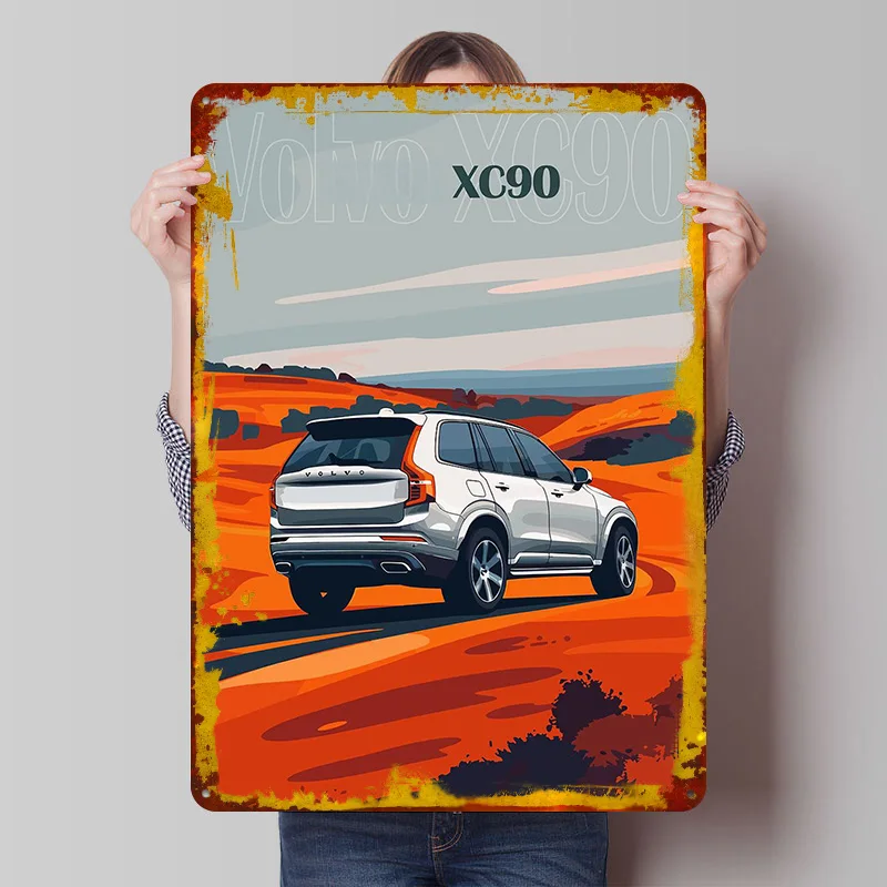 Sports Car XC90 SUV Tinplate Poster Customized Wall Art Retro Vintage Metal Signs for Fans Modern Home Decoration Luxury House