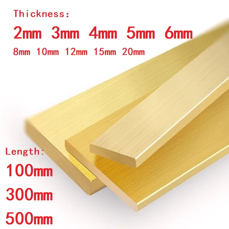 1PC H59 Brass Plate Solids Flats Strip Pure Copper Metal Bar Plate Material Length 100 300 500mm Thickness 2 3 4 5 6 8 10 20mm