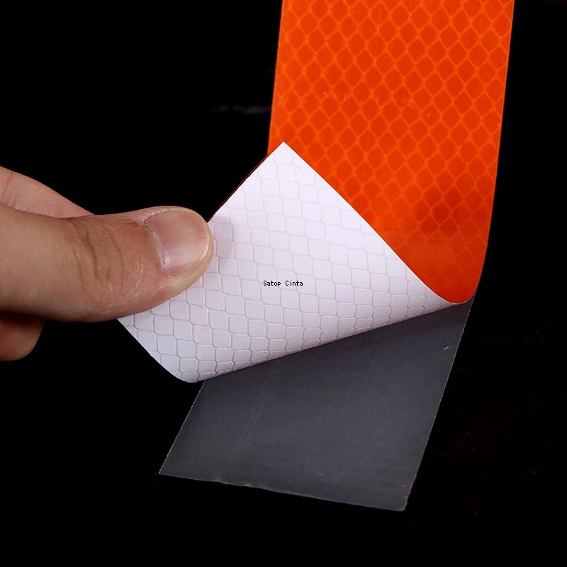 5cm*5m Orange Reflective Adhesive Tape High Visibility PET Micro Prismatic Waterproof Strips Conspicuity Safety Warning Sticker