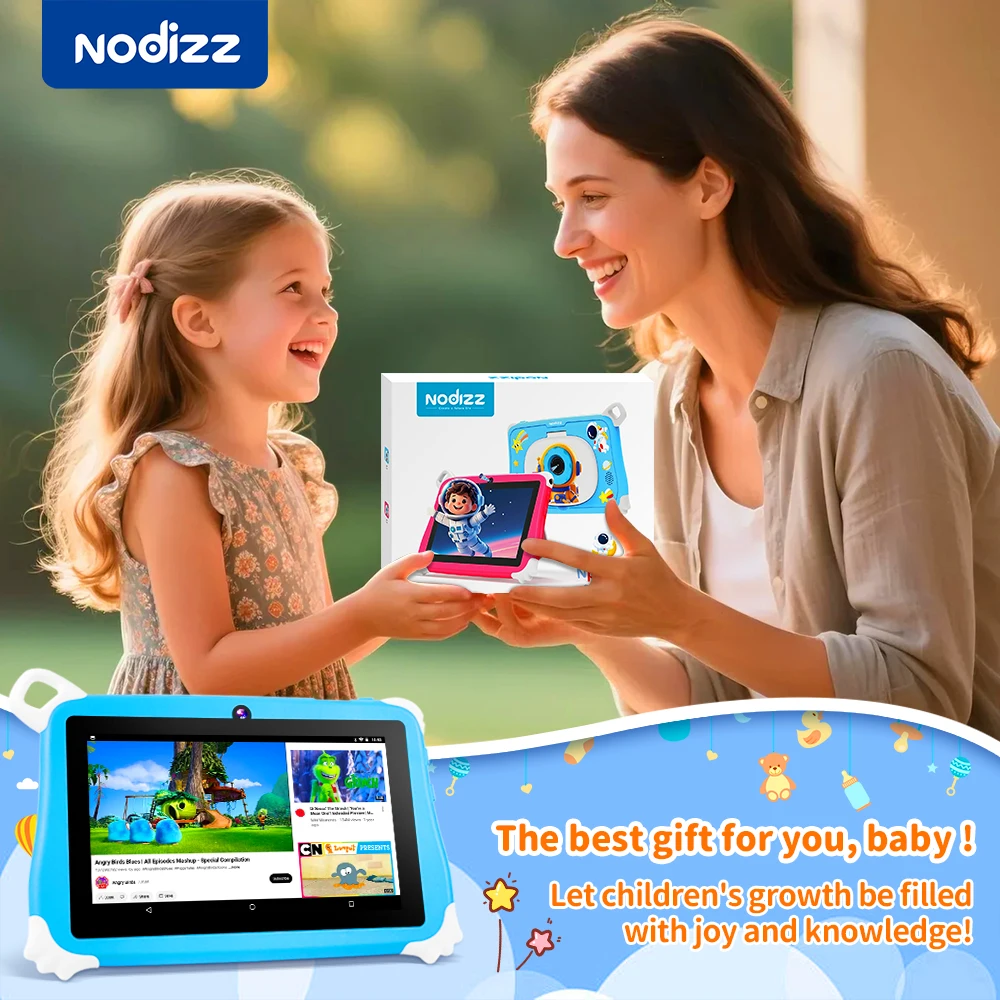새로운 7 인치 만화 패턴 어린이 태블릿 쿼드 코어 4GB + 128GB ROM 블루투스 5G WiFi 학습 교육 게임 태블릿 어린이 선물