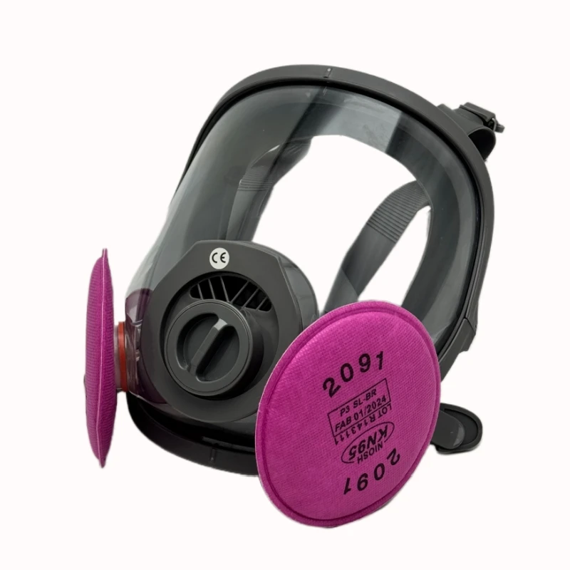 

6800 Wide View Full Face Mask + 2091 Filter Cotton, Multi-purpose Anti-dust Anti-vapor Safety Respirator