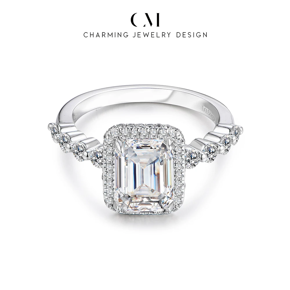 CHARMING Luxury Vintage Shining 3.0CT Moissanite Cocktail Ring for Women Party Jewelry Holiday Birthday Gift Anniversary Wedding