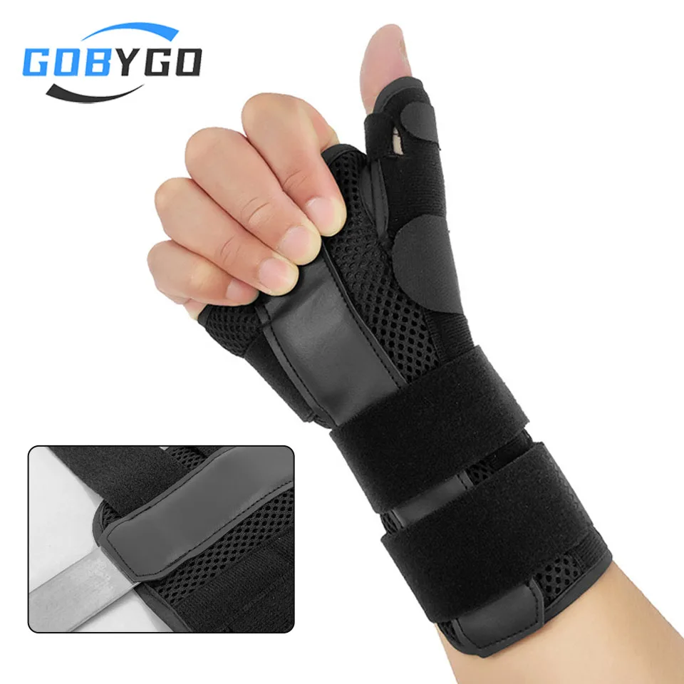 GOBYGO 1Pcs Adjustable Wrist Brace Steel Plate Wrist Brace Carbon Fiber Thumb Strap Splints Reduces Injury Pain Sprains Unisex