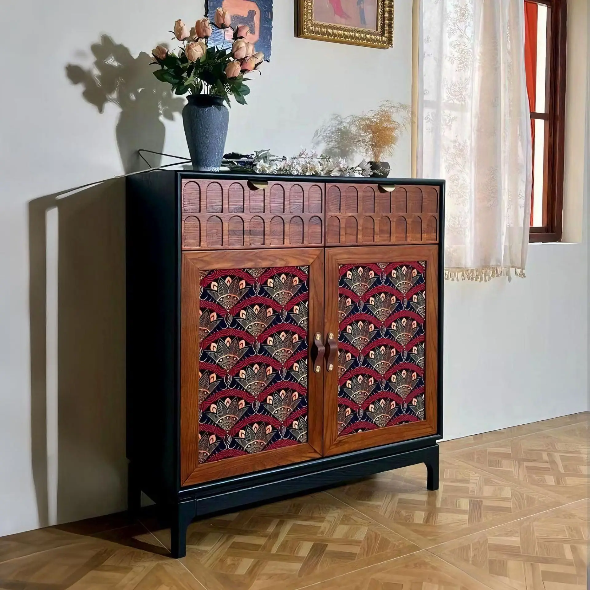 Double color bucket cabinet antique locker small apartment living room storage cabinet